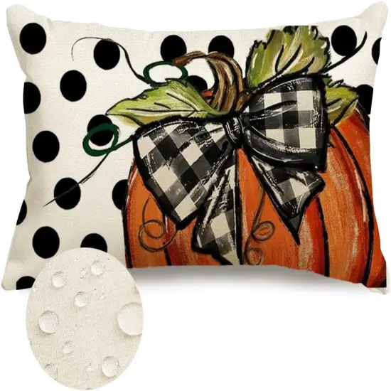Polka Dot Pumpkin Thanksgiving Autumn Pillow Case Decorations {1}