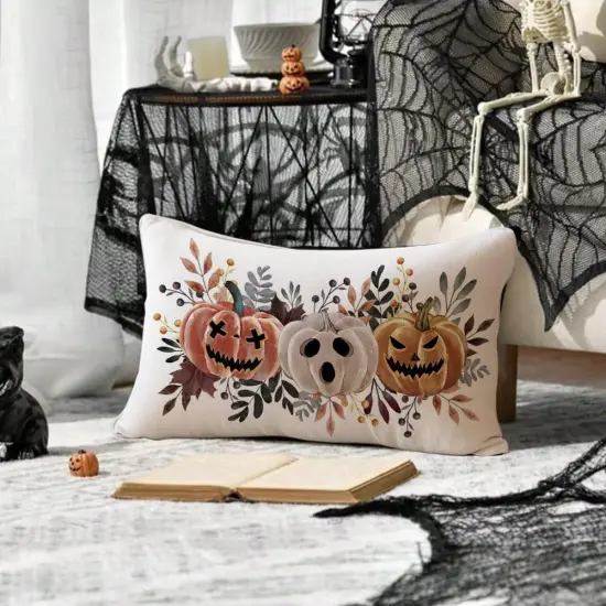 Halloween Pumpkin Throw Pillow Covers 12x20 Inch for Outside {2}