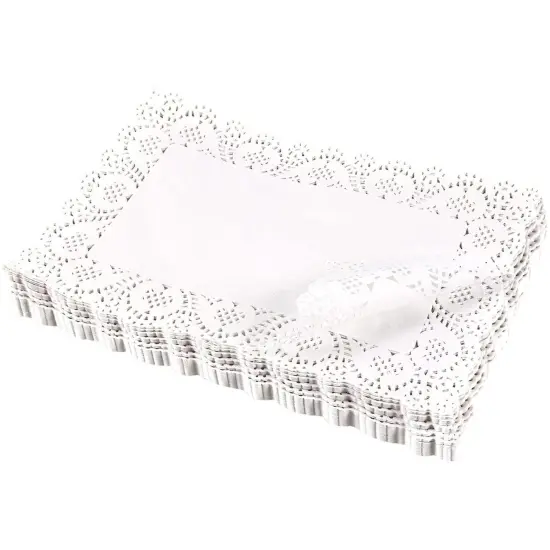 Juvale 200 Pack Paper Doilies, 11.7 x 7.3 Inches, Rectangular Tabletop Decorations for Wedding, Valentine's Day, Anniversary, Romantic Dates (White) {3}