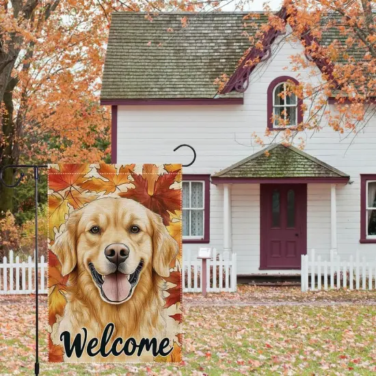 12x18 Inch - Welcome Fall Maple Leaf Garden Yard Flag (RMQ-646) {1}
