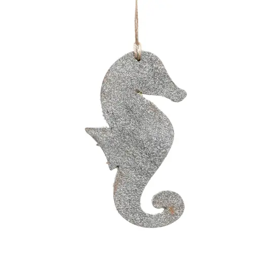 Shell & Glass Beaded Lac Sea Horse Ornament - Brown & White {4}