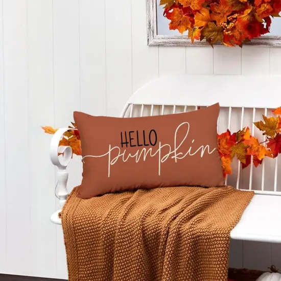 Autumn Hello Pumpkin Pillows Decorative Throw Pillows {3}