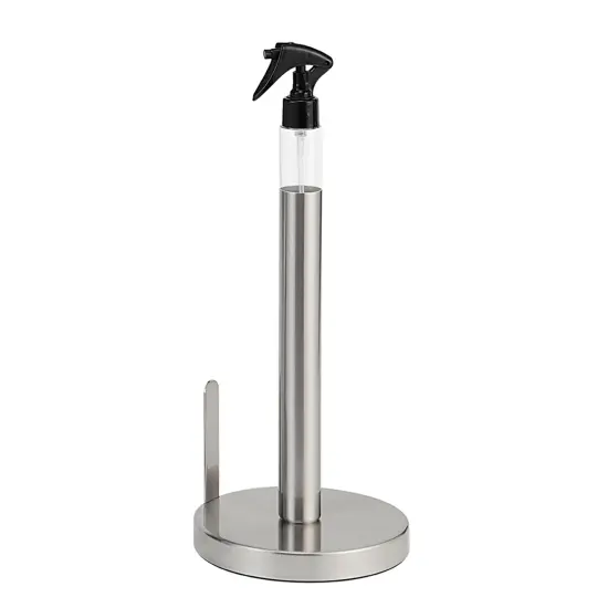 Heavy Weighted Paper Towel Holder Stand Dispenser Built-in Spray Bottle {3}