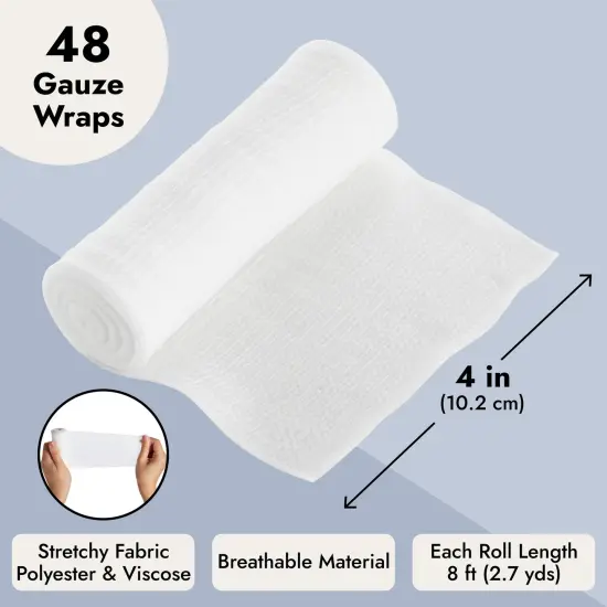 48 Pack 4 Inch Gauze Bandage Roll, Rolled Gauze Wrap (2.6 Yards) {3}