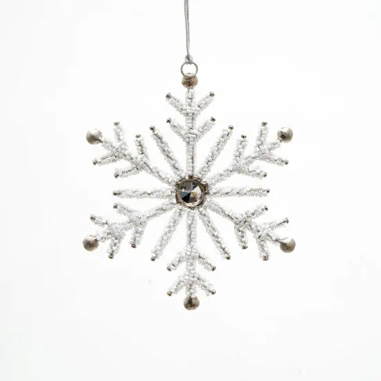 Snowflake Shiny Ornament - White - 5" x 0.25" x 5" {4}