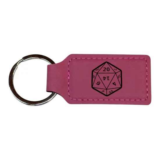 Keychain - Rectangle - D20 - Leather Rawhide/Black {3}