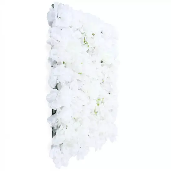 Artificial Silk Rose White Flower Wall Backdrop Fake Flowers Wall Panels Decor {1}