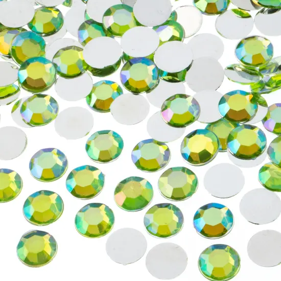 John Bead 10mm (SS45) Round Acrylic Flat Back Rhinestones, 500pcs Peridot AB {1}