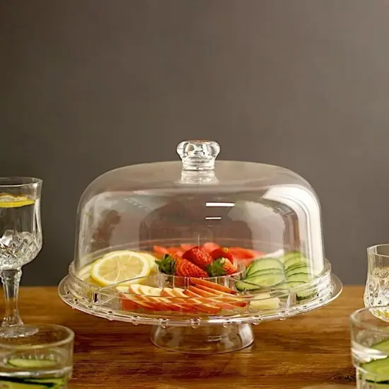 12-Inch Clear Acrylic CAKE STAND Dome 6 in 1 MULTIFUNCTIONAL SERVING PLATTER {5}