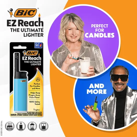 BIC Lighter Combination Multi-Purpose Lighters with Long Metal Wand, Classic Collection, and 4 EZ Reach Candle Lighters, The Ultimate Lighter with Wand, Assorted Colors, Pack of 2 {5}