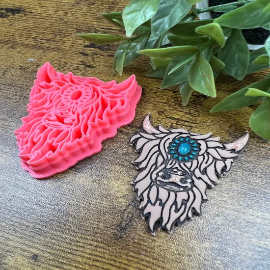 Concho Highland Cow Clay Cutter | Western Turqouise {4}