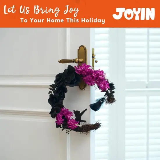 Halloween Wreath Black Moon Wreath with Black Cat {3}