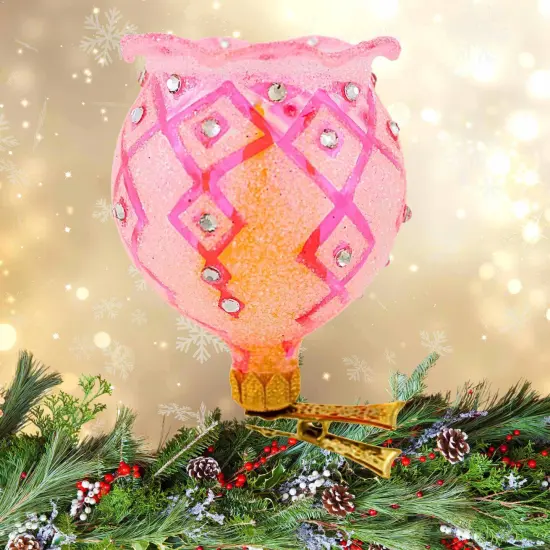 Metzler Bros. 3.5 Inch Flower 1 Christmas Tree Ornament , Christmas Decor Tulip Shaped Translucent Pink {5}