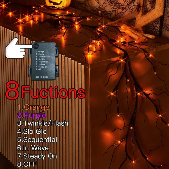 Lighted Halloween Garland with 48L Orange and Purple LED Lights {4}