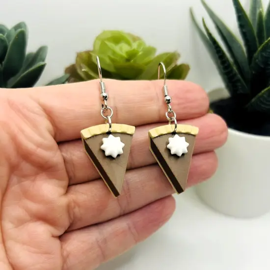 Chocolate Pie Earrings with Whipped Cream {2}