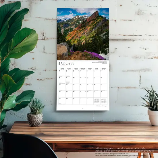Washington Wild & Scenic | 2026 12 x 24 Inch (Hanging) Monthly Square Wall Calendar | Plastic-Free {5}
