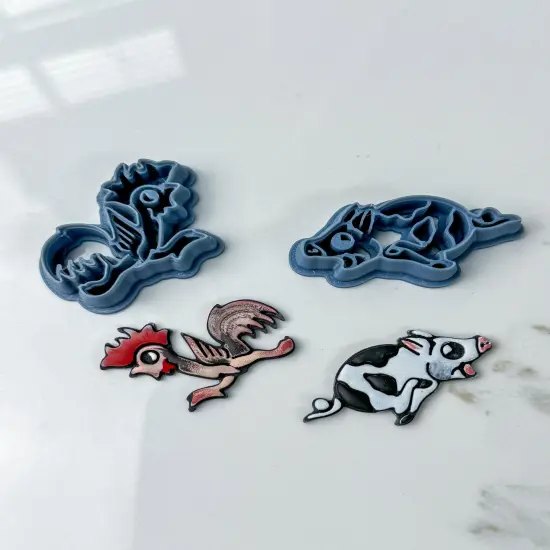 Rooster & Pig | Nautical | Tattoo | Clay Cutter Set {4}
