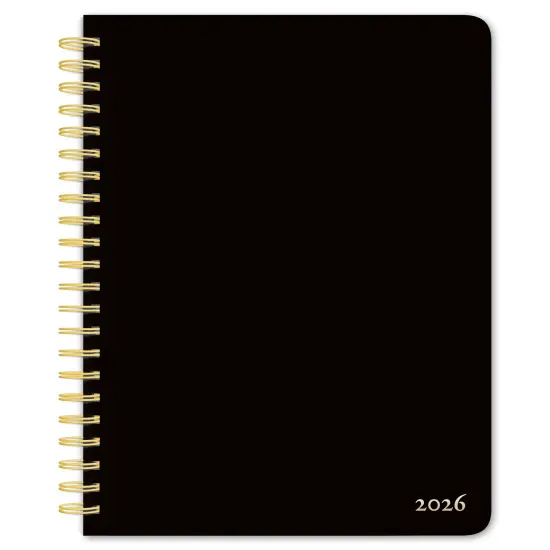 Black Solid | 2026 6x7.75 Inch Weekly Desk Planner | Foil Stamped Cover {1}