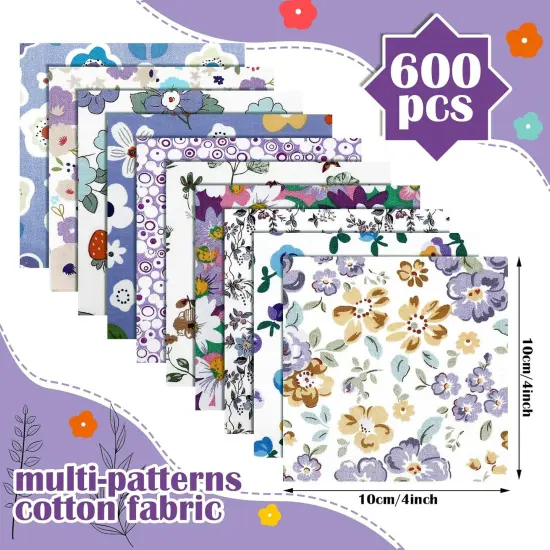 600 Pcs 4 x 4 Inch Cotton Fabric Square Precut Quilting {2}