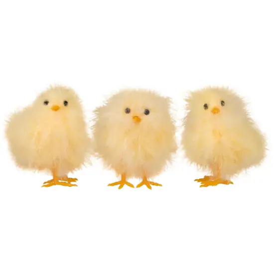 Northlight Fuzzy Easter Baby Chick Decorations - 3.25" - Set of 3 Yellow {3}