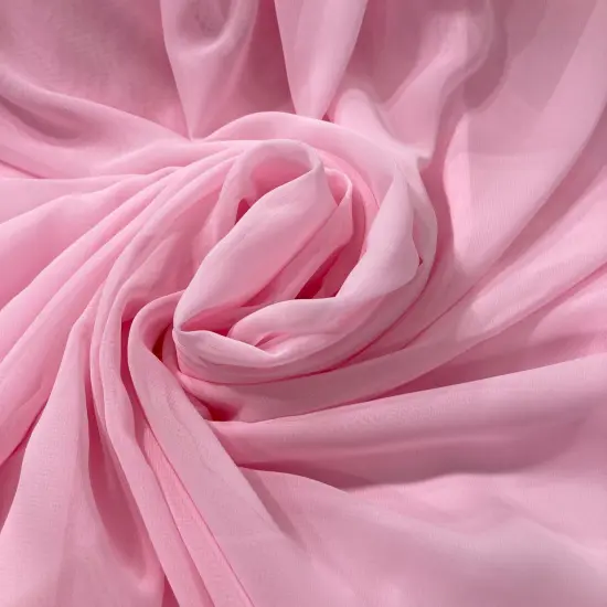 1 Yard Chiffon Fabric in 60" Wide, Sheer Lightweight Polyester for Dresses & Formal Wear Pink {1}