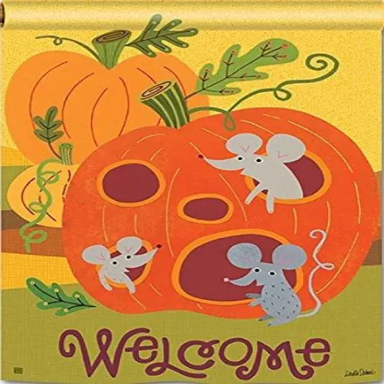 Pumpkin Critters Flag 2 Sided Welcome House Banner {1}