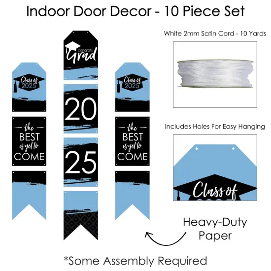 Big Dot of Happiness Light Blue Grad - Best is Yet to Come - Hanging Vertical Paper Door Banners - 2025 Grad Party Wall Decor Kit- Indoor Door Decor {6}