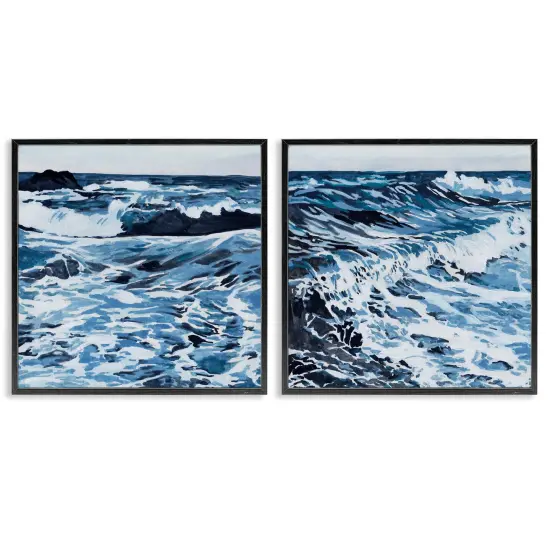 Stupell Industries Breaking Ocean Waves 2 pc Framed Giclee Wall Art Set Design by Melissa Wang {1}