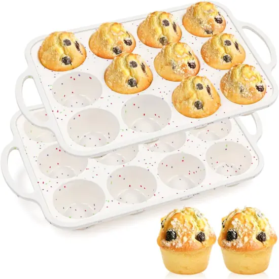 Silicone Muffin Pans for Baking, Metal Reinforced Frame 12 Cups Regular Size Silicone Cupcake Pan Nonstick Muffin Tin for Baking Muffin, Cupcake, Frittatas,BPA Free, Dishwasher Safe {5}