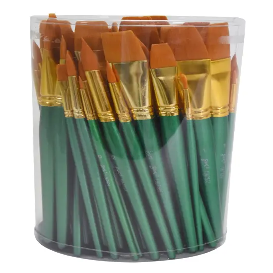 Sax Optimum Golden Synthetic Taklon Paint Brushes, Assorted Sizes, Set of 72 {1}