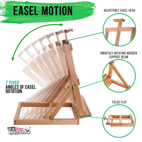 Venice Heavy Duty H-Frame Tabletop Easel - Artist Studio Desktop Drawing Table, Portable Drafting Table, Adjustable Art Board, Tabletop Easel for Painting, Holds Up to 23" Canvas {3}