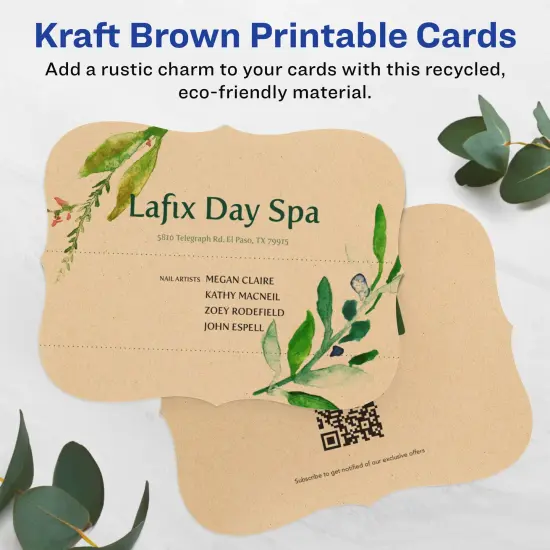 Avery 4-1/4" x 5-1/2" Rectangle Flourished Edge, Kraft Brown Postcards {2}