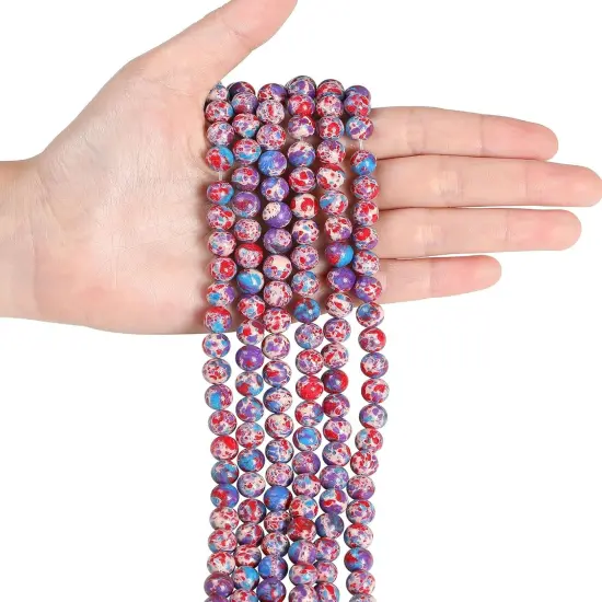 8mm - 96PCS Natural Stone Beads for Jewelry Making(Blue Purple Red) {3}