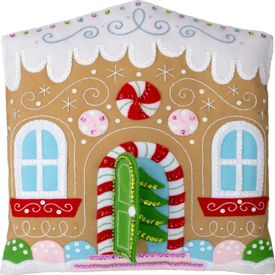 Bucilla Felt Pillow Applique Kit 12"X13.75"-Gingerbread Cottage {2}