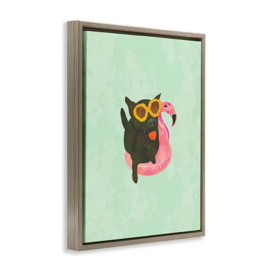 Stupell Industries Jet Dog with Beach Floaty Floating Frame By Dina Riddle {3}