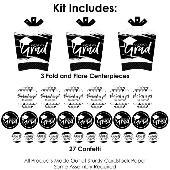 Big Dot of Happiness Black and White Grad Best is Yet to Come 2025 Graduation Party Decor and Confetti Terrific Table Centerpiece Kit 30 Ct {4}