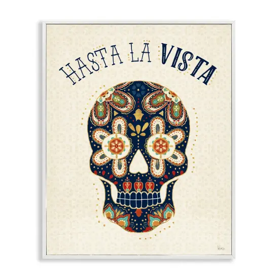 Stupell Industries Hasta la Vista Calavera Framed Giclee Art White Framed {1}