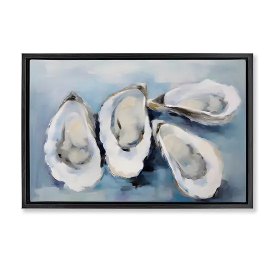 Stupell Industries Four Oysters Impression Framed Floater Canvas Wall Art Design by Petal Prints Design {1}