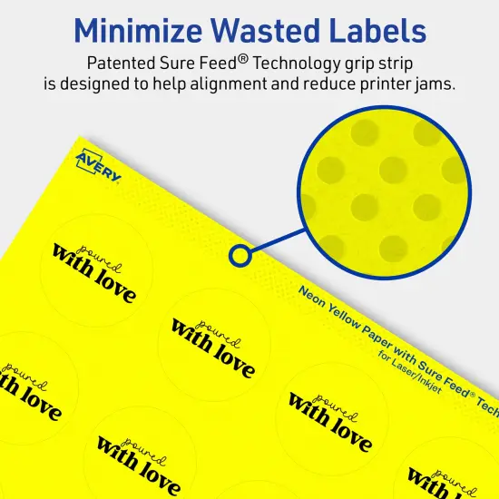 Avery Neon Yellow Paper Labels, 1-5/8" Diameter Round {4}