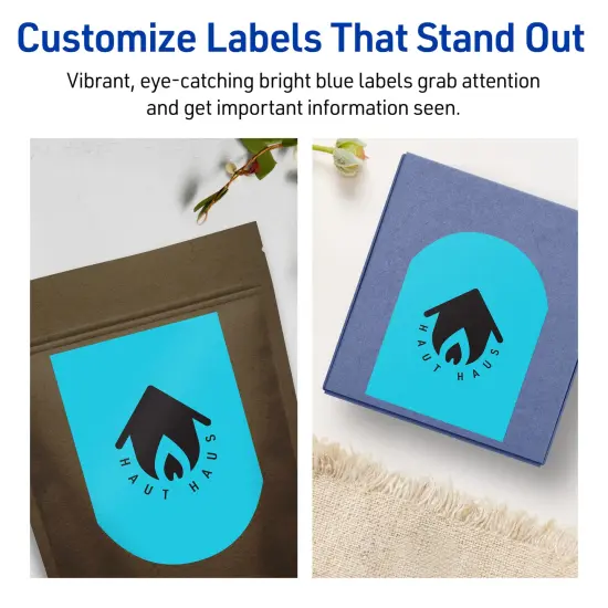 Avery Bright Blue Paper Labels, 4.75" x 3.5" Arched {3}