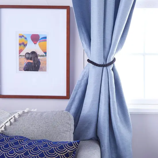 4-Pack Black Cotton Window Curtain Tiebacks Tie Back with 8 Hooks, 26" Holdbacks Rope for Drapes {3}