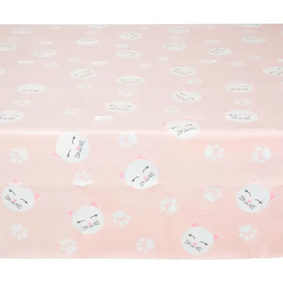 3 Pack Cat Themed Party Tablecloth, Plastic Kitty Birthday Table Cover Decorations (Pink, 54 x 108) {4}
