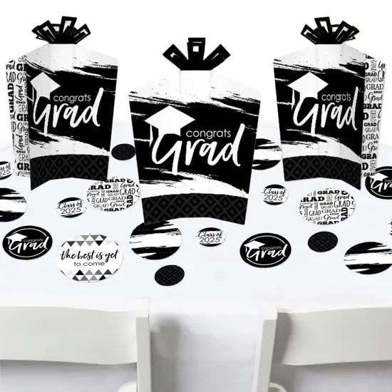 Big Dot of Happiness Black and White Grad Best is Yet to Come 2025 Graduation Party Decor and Confetti Terrific Table Centerpiece Kit 30 Ct {1}