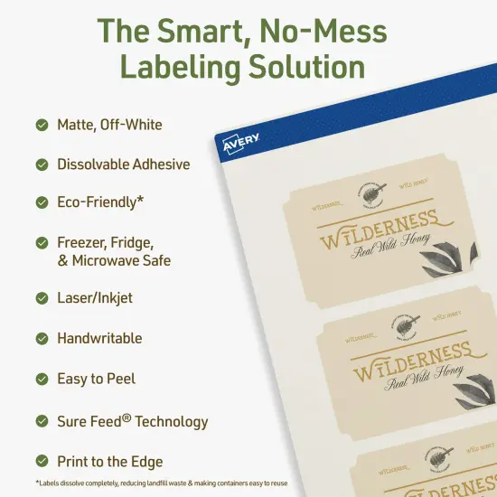 Avery Dissolvable Labels, 2" x 3" Rectangle Scalloped {2}