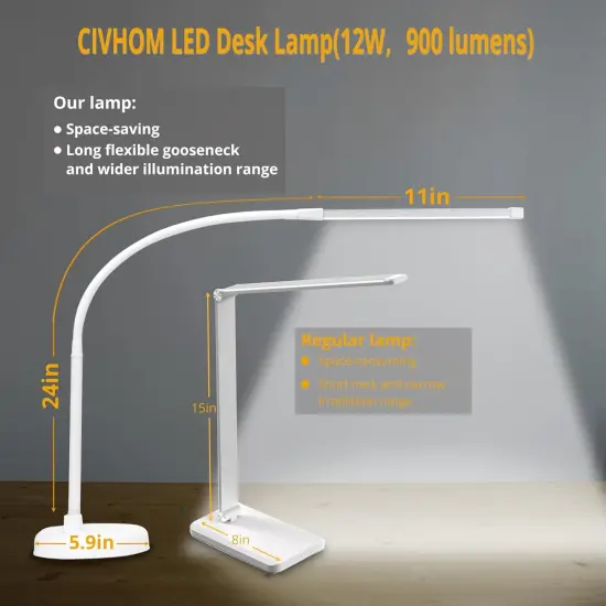 LED Desk Lamp, Swing Arm Architect Task Lamp with Long Flexible Gooseneck, Heavy Base, 3 Color Modes, 10 Brightness Levels, and USB Adapter, Desk Light for Home/Office/Drafting/Reading {4}