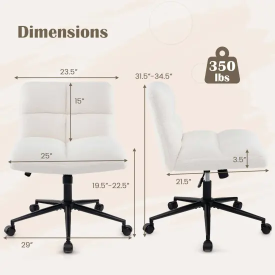 Costway Cross Legged Chair with Wheels Padded Seat Adjustable Height for Bedroom Beige/Gray {3}