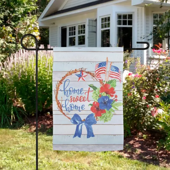 Northlight Home Sweet Home Wreath Patriotic Outdoor Garden Flag - 18" x 12.5" Red {1}