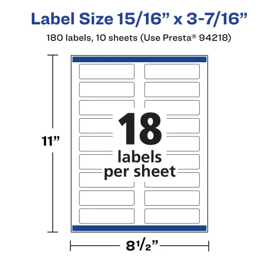 Avery Glossy Clear Rectangle Labels with Sure Feed, 15/16" x 3-7/16" {5}