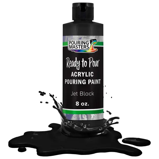 Pouring Masters Jet Black Ready to Pour Acrylic Pouring Paint - Premium 8-Ounce Pre-Mixed Fluid Acrylic Paint - Fluid Art Supplies for Canvas, Wood, Paper, Tile & Rocks {1}