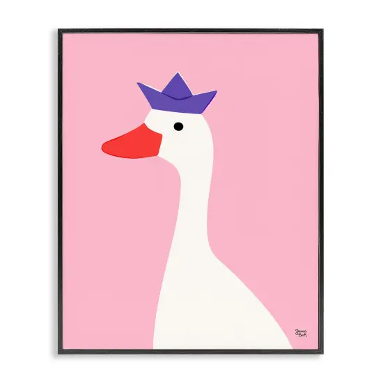 Stupell Industries Crowned Goose on Pink Framed Giclee Wall Art Design by Jessica Beck {1}